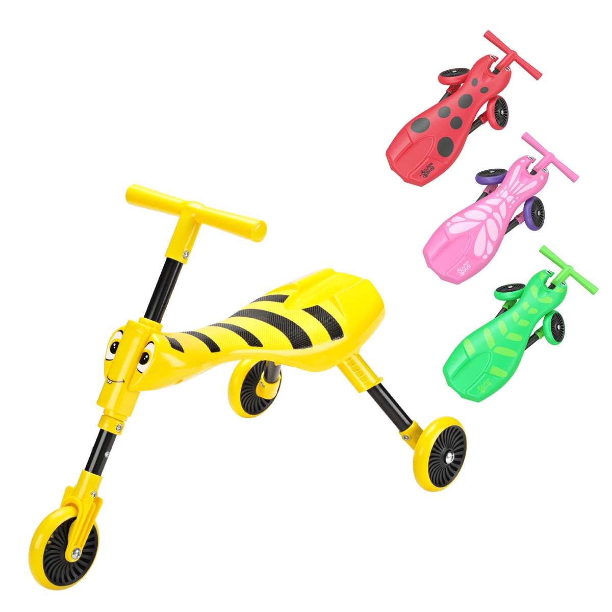 Scuttlebug 3-Wheel Foldable Ride-On Tricycle for 1+ Year Old, Bumblebee Trike, Antennae Handlebar, Develop Toddler’s Balance and Motor Skills, No Surface Scratches, Yellow, Black, W33cm xD60cm xH43cm - Scuttlebug 3-Wheel Foldable Ride-On Tricycle for 1+ Year Old, Bumblebee Trike, Antennae Handlebar, Develop Toddler’s Balance and Motor Skills, No Surface Scratches, Yellow, Black, W33cm xD60cm xH43cm