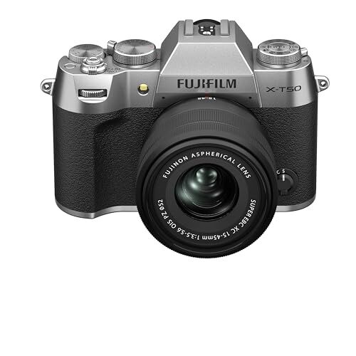 FUJIFILM X-T50 Mirrorless Camera with FUJINON XC 15-45 mm f/3.5-5.6 OIS PZ Lens - Silver, Silver/Grey