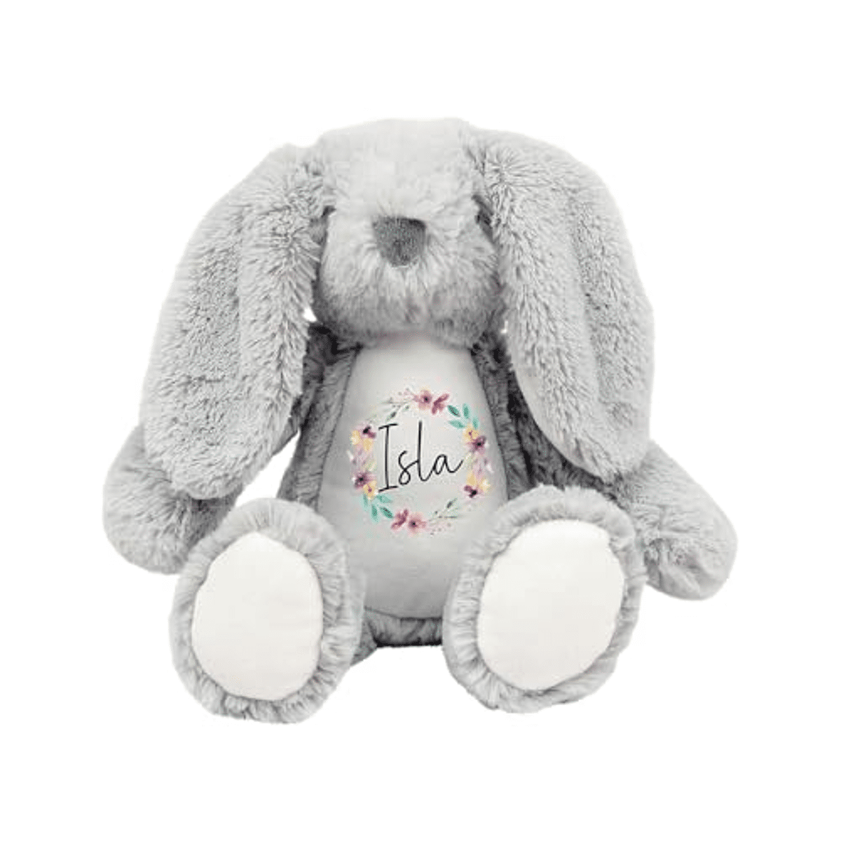 Personalised Bunny Rabbit Soft Toy with Name – Custom New Baby Gift, Newborn Baby Present, Baby Boy, Baby Girl, Keepsake Teddy Bear, Baby Shower, Christening, Easter Bunny (Wreath, Grey Bunny) - Personalised Bunny Rabbit Soft Toy with Name – Custom New Baby Gift, Newborn Baby Present, Baby Boy, Baby Girl, Keepsake Teddy Bear, Baby Shower, Christening, Easter Bunny (Wreath, Grey Bunny)