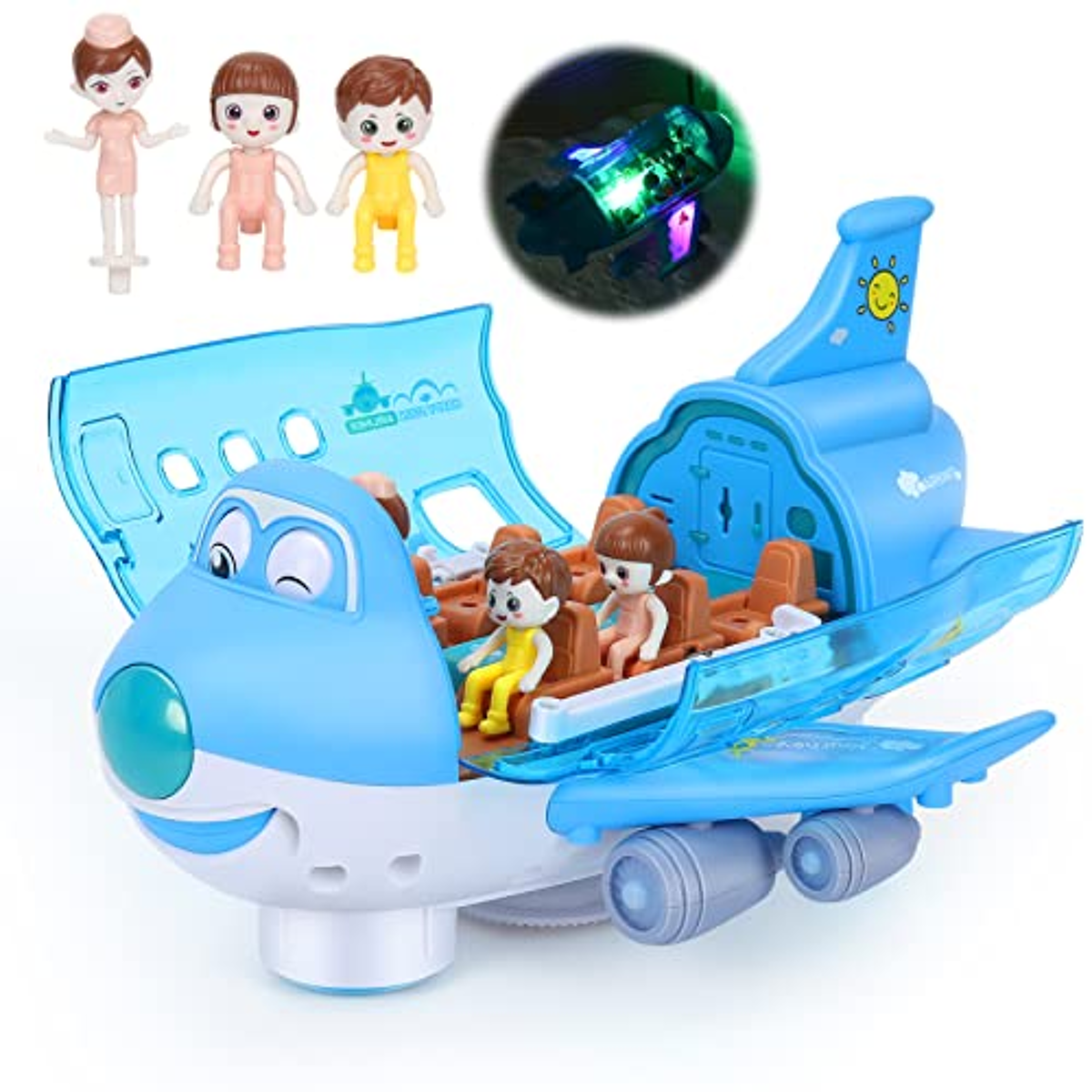 Finetoknow Aeroplane Toys, Electric Toy Plane, Gifts for Boys Girls, Children Stunt Plane Toy with Light & Music Effects, Passenger Airplane Simulation Model 360° Rotating (Blue) - Finetoknow Aeroplane Toys, Electric Toy Plane, Gifts for Boys Girls, Children Stunt Plane Toy with Light & Music Effects, Passenger Airplane Simulation Model 360° Rotating (Blue)