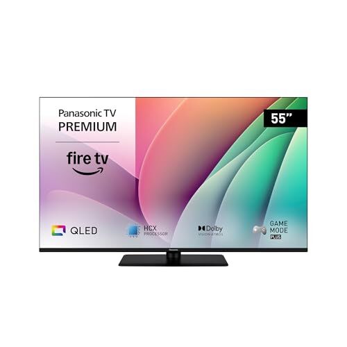 Panasonic Premium TV-55W80AEZC, Série W80 55 Pouces 4K Ultra HD QLED Smart TV, Fire TV, Dolby Vision & Atmos, Game Mode Plus, Controle Vocal Alexa, Airplay, Noir