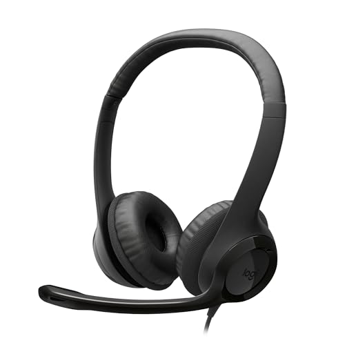 Logitech H390 Casque Filaire pour PC/Ordinateur Portable, Casque Stéréo avec Microphone Antibruit, USB-A, Commandes En Ligne, Compatible avec Chromebook - Noir