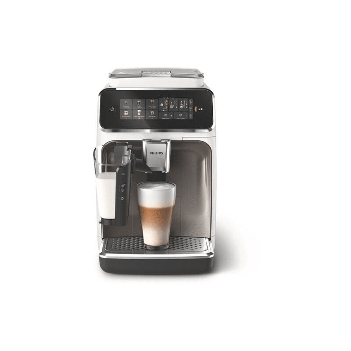 Philips  Séries 3300 LatteGo - Philips Machine à Expresso Entièrement Automatique Séries 3300-6 Boissons, Écran tactile couleur moderne, LatteGo, SilentBrew, Broyeur 100% Céramique, Filtre AquaClean. Noir Chrome (EP3347/90)