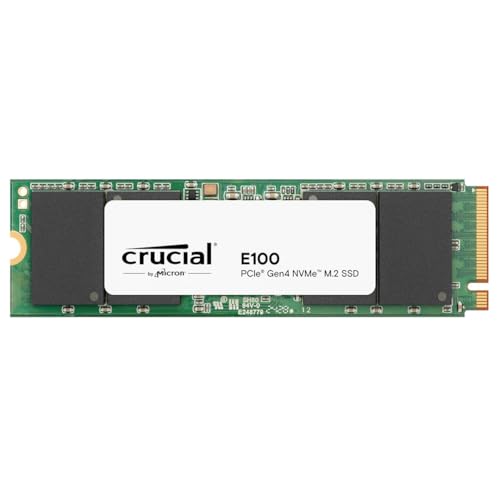 Crucial E100 2To PCIe Gen4 NVMe M.2 SSD Interne, jusqu’à 5000 Mo/s, compatible avec Ordinateur Portable et de Bureau - CT2000E100SSD8