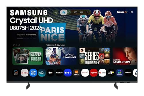 Samsung Smart TV 55 Pouces U8075H Crystal UHD 4K, PurColor, Upscaling 4K, Motion Xcelerator, Dynamic Sound Pack, Gaming Hub, Mode Football, Vision AI Companion [2026]