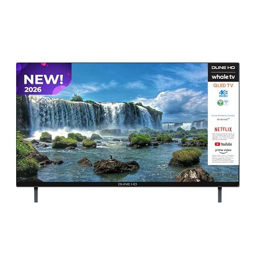 Dune HD Smart TV 55" (2026), QLED 4K UHD Quantum Dots, HDR10 HLG, Whale OS Android, 2+16, Trois Tuners DVB-T/T2/S/S2/C + TV analogique, Contrôle Vocal, AirPlay, Miracast (55, Pouces)