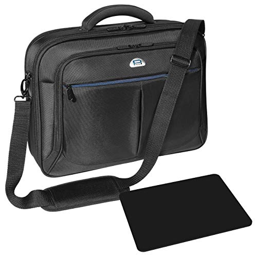PEDEA Housse pour ordinateur portable "Premium" Étui pour ordinateur portable jusqu’à 17,3 pouces (43,9 cm) Sacoche à bandoulière, avec tapis de souris, noir