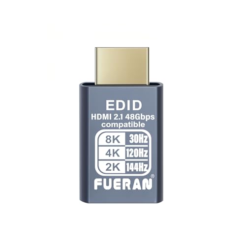 4K 120Hz HDMI 2.1 Dummy Plug - Émulateur d'affichage virtuel de haute qualité pour PC, casque VR et minage de crypto-monnaie EDID Headless Ghost Display Adapter (8K/30Hz-4K/120Hz-1P-hui)